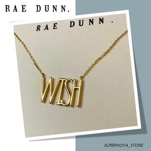 Rae Dunn WISH Classic Pendant Necklace Yellow Gold 925 Silver Gift Box